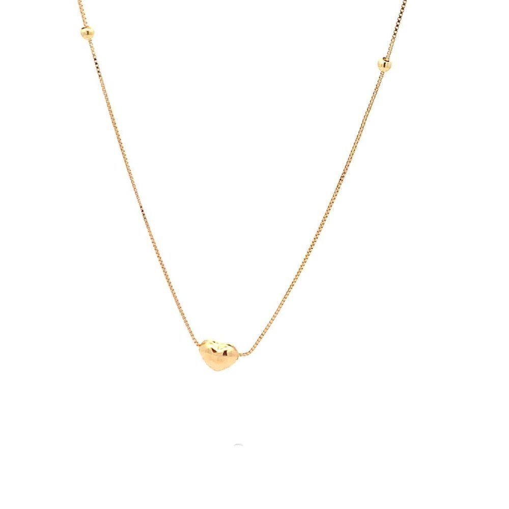 18K Yellow Gold Necklace Chain Pendant Heart 1.54 grams 18 inches
